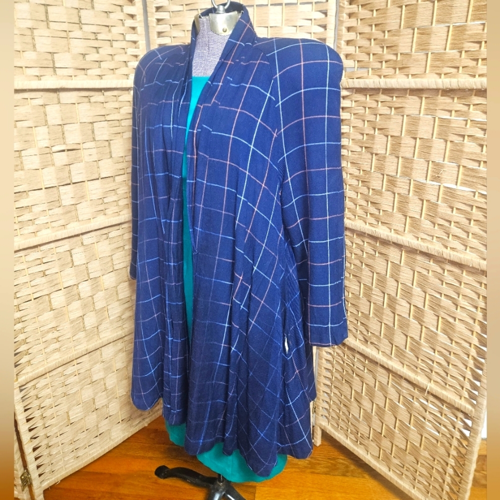 80s vintage plaid swing jacket lg